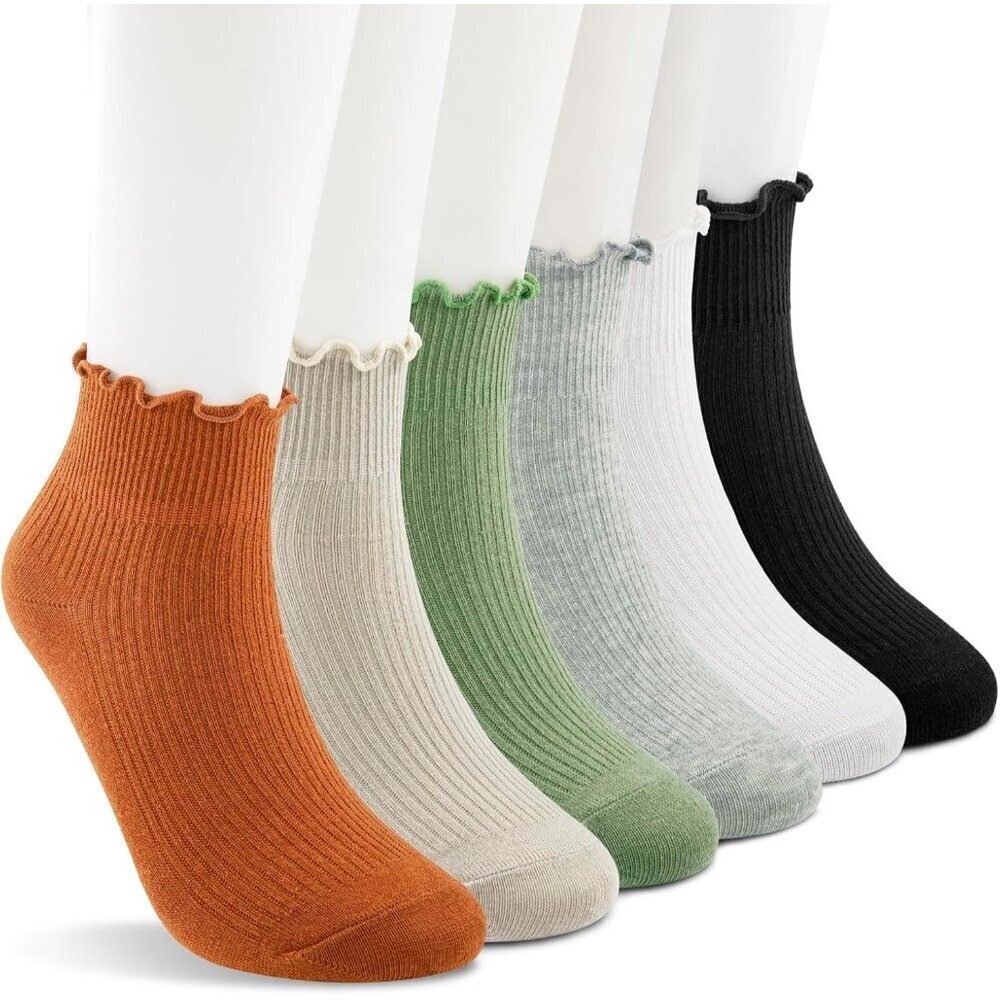 Women’s Cotton Short Socks Cute Ruffle Ankle Thin Frilly Comfy Dress Multicolour